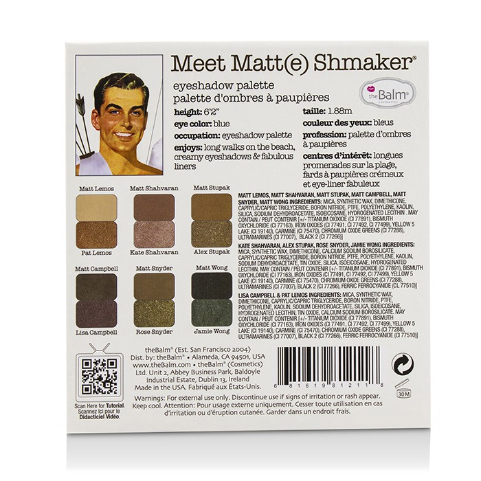 TheBalm Meet Matt(e) Shmaker Eyeshadow Palette פלטת צלליות 9.6g/0.34ozProduct Thumbnail
