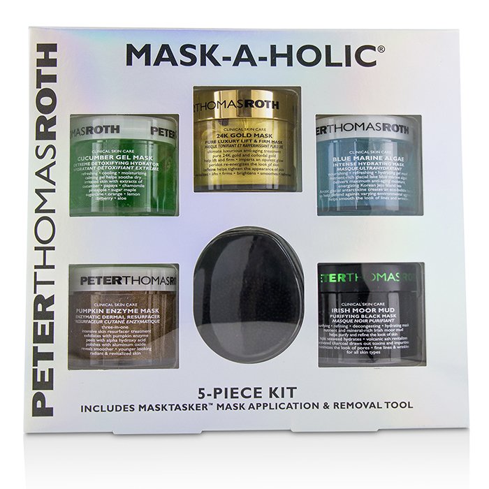 피터 토마스 로스 Peter Thomas Roth Mask-A-Holic Kit: Cucumber Gel Mask+Blue Marine Algae Mask+Pumpkin Enzyme Mask+Irish Moor Mud Mask+24K Gold Mask+Mask Tool 6pcsProduct Thumbnail