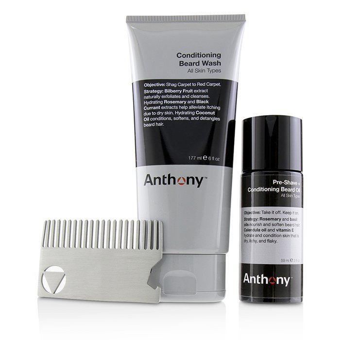 Anthony Beard Basics Kit: 1x Conditioning Beard Wash 177 ml, 1x Pre-Shave + Conditioning Beard Oil 59 ml, 1x Beard Comb 3pcsProduct Thumbnail