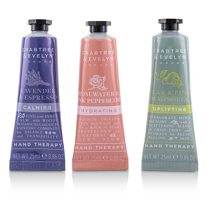 Crabtree & Evelyn Zestaw Floral Hand Therapy Trio (1x Pear & Pink Magnolia, 1x Rosewater & Pink Peppercorn, 1x Lavender & Espresso) 3x25ml/0.86ozProduct Thumbnail
