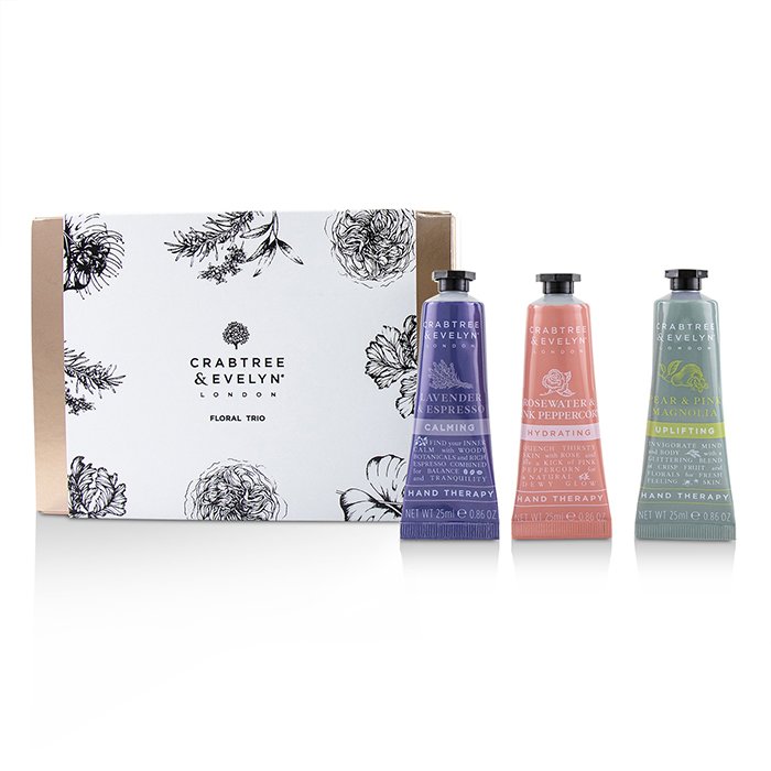 Crabtree & Evelyn Floral Hand Therapy Trio (1x Pear & Pink Magnolia, 1x Rosewater & Pink Peppercorn, 1x Lavender & Espresso) 3x25ml/0.86ozProduct Thumbnail