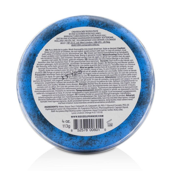 Reuzel Blue Pomada (Agarre Fuerte, Soluble en Agua) 113g/4ozProduct Thumbnail