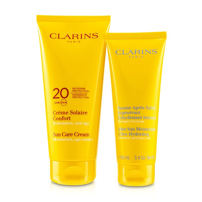 Clarins مجموعة SunSet: كريم للعناية الشمسية SPF 20 200مل/7 أوقية + مرطب بعد التعرض للشمس 100مل/3.4 أوقية 2pcsProduct Thumbnail