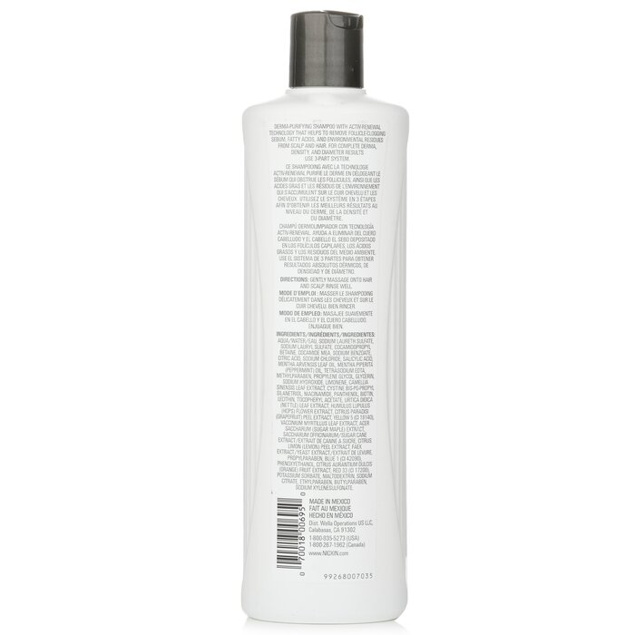 Nioxin Derma Purifying System 1 Cleanser Shampoo (שיער טבעי, הדלדלות קלה) שמפו 500ml/16.9ozProduct Thumbnail