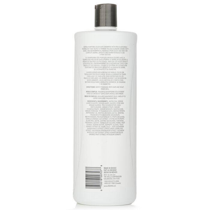 Nioxin Derma Purifying System 3 Cleanser Shampoo (שיער צבוע, הדלדלות קלה, בטיחותי לצבע השיער) שמפו 1000ml/33.8ozProduct Thumbnail