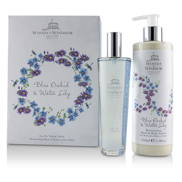 Woods Of Windsor 溫莎的木林  Blue Orchid & Water Lily Coffret: Eau De Toilette Spray 100ml/3.3oz + Moisturising Body Lotion 350ml/11.8oz 2pcsProduct Thumbnail