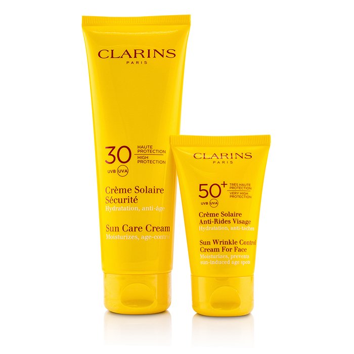 クラランス Clarins SunDay Set: Sun Care Cream High Protection SPF30 125ml + Sun Wrinkle Control Cream Very High Protection For Face SPF 50+ 30ml 2pcsProduct Thumbnail