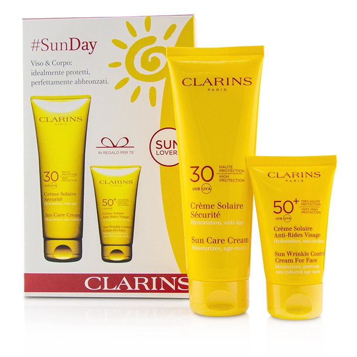 Clarins 克蘭詩 (嬌韻詩) SunDay Set: Sun Care Cream High Protection SPF30 125ml + Sun Wrinkle Control Cream Very High Protection For Face SPF 50+ 30ml 2pcsProduct Thumbnail