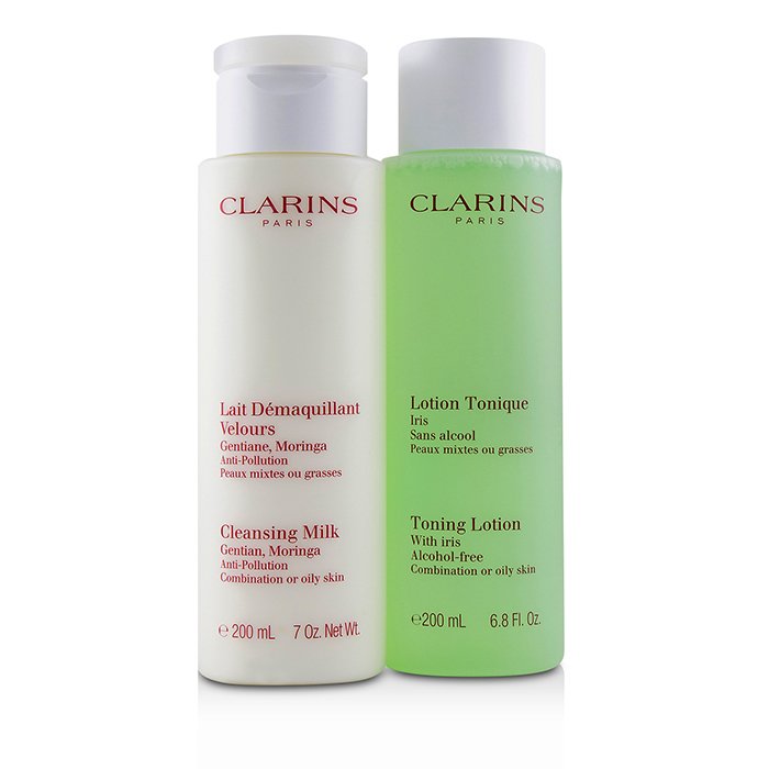 クラランス Clarins Cleansing Duo (Combination or Oily Skin): Anti-Pollution Cleansing Milk 200ml/7oz + Toning Lotion with Iris 200ml/6.8oz 2pcsProduct Thumbnail