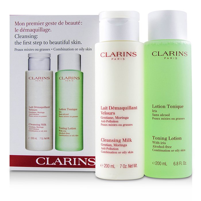 クラランス Clarins Cleansing Duo (Combination or Oily Skin): Anti-Pollution Cleansing Milk 200ml/7oz + Toning Lotion with Iris 200ml/6.8oz 2pcsProduct Thumbnail