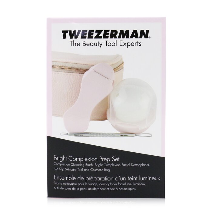 Tweezerman Bright Complexion Prep Set: Complexion Cleansing Brush + Bright Complexion Facial Dermaplaner + No Slip Skincare Tool + Bag 3pcs + 1 BagProduct Thumbnail