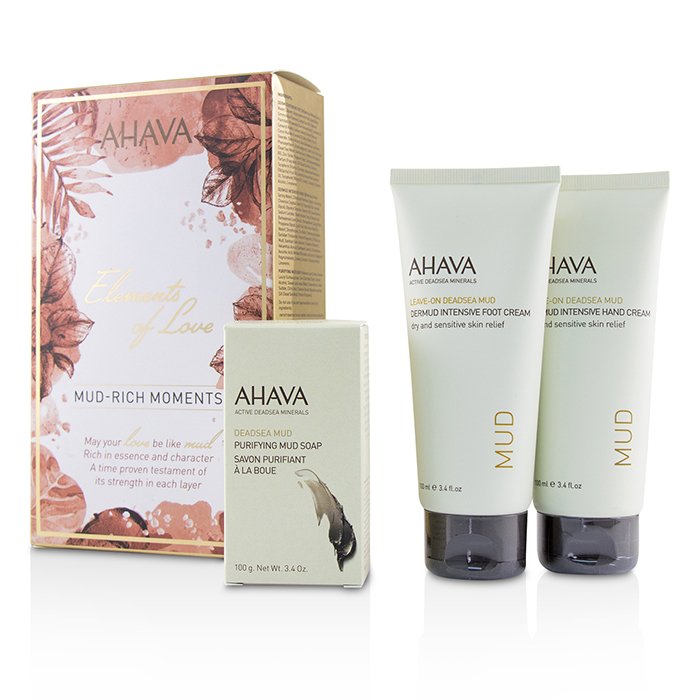 Ahava Elements Of Love Mud-Rich Moments Gift Set: Hand Cream 100ml + Foot Cream 100ml + Purifying Mud Soap 100g 3pcsProduct Thumbnail