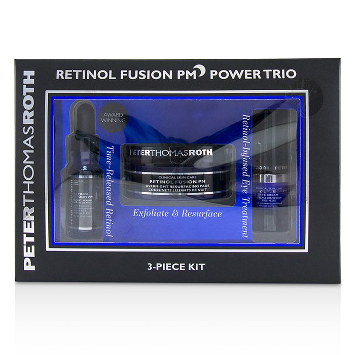 Peter Thomas Roth Zestaw Retinol Fusion PM Power Trio Kit: Overnight Resurfacing Pads 20 pads + Night Serum 12ml/0.4oz + Eye Cream 7ml/0.24oz 3pcsProduct Thumbnail