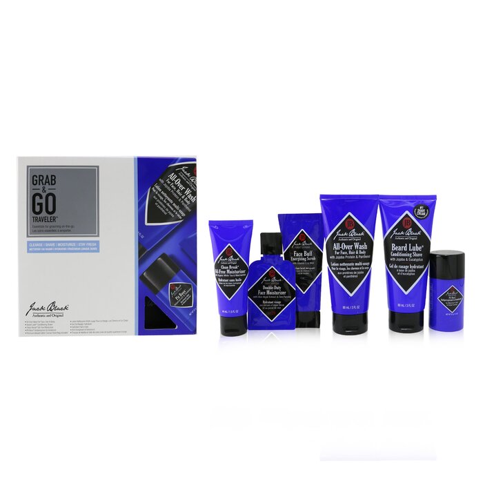 Jack Black Grab & Go Traveler 5-Pieces Set: All-Over Wash 88ml + Conditioning Shave 88ml + Moisturizer 44ml + Deodorant 37g + Travel Bag 4pcs+1bagProduct Thumbnail