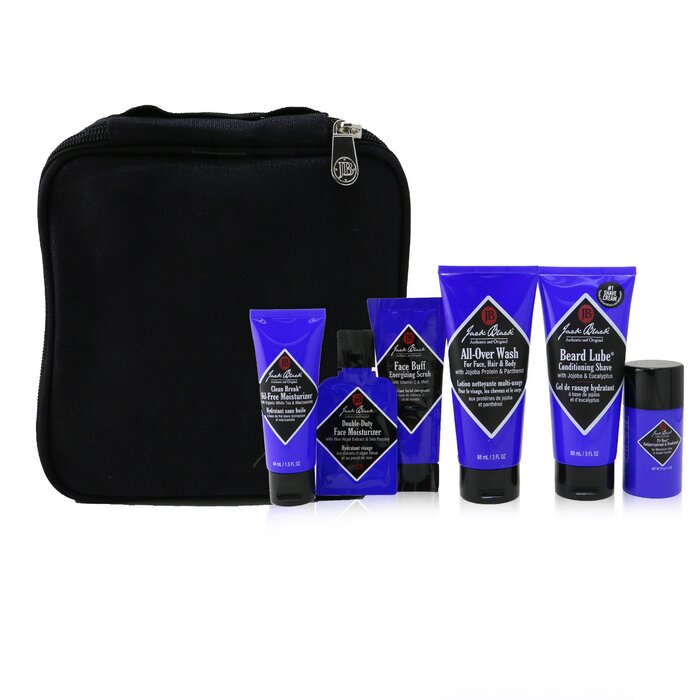 Jack Black Grab & Go Traveler 5-Pieces Set: All-Over Wash 88ml + Conditioning Shave 88ml + Moisturizer 44ml + Deodorant 37g + Travel Bag 4pcs+1bagProduct Thumbnail