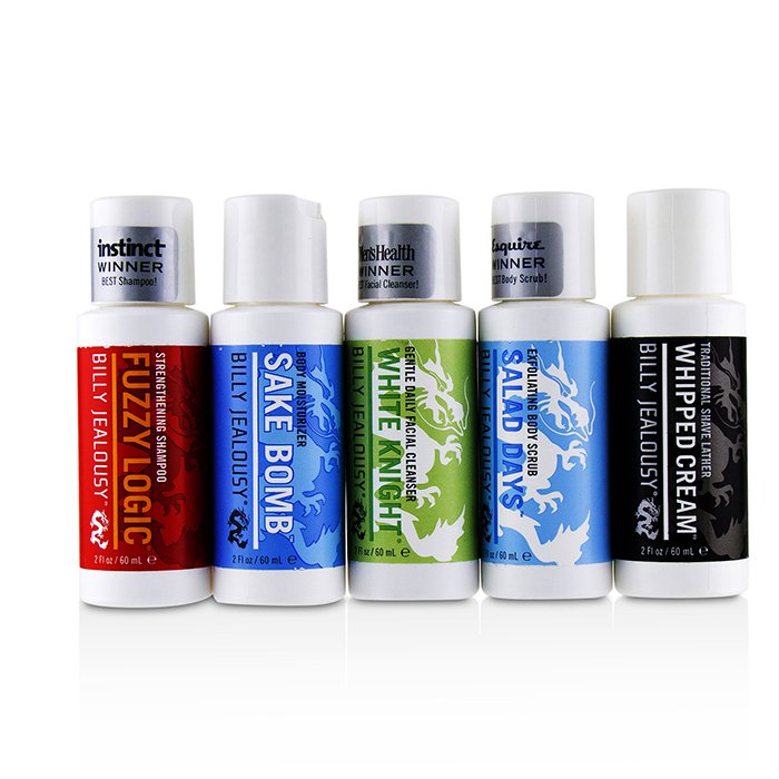 Billy Jealousy Value Travel Kit: Facial Cleanser 60ml + Shave Lather 60ml + Shampoo 60ml + Body Scrub 60ml +Moisturizer 60ml (Without Bag) 5pcsProduct Thumbnail