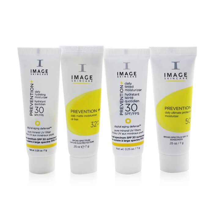 Image Prevention+ Trial Kit: 1x Hydrating Moisturizer SPF30+ , 1x Matte Moisturizer SPF32+, 1x Tinted Moisturizer SPF30+, 1x Ultimate Moisturizer SPF 50 4pcsProduct Thumbnail