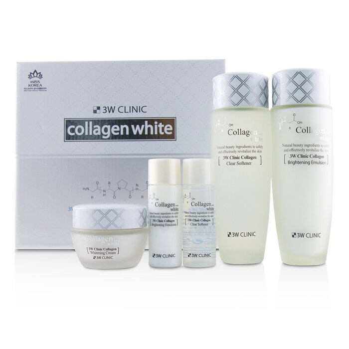 3W Clinic Zestaw 3W Clinic Collagen White Skin Care Set: Softener 150ml + Emulsion 150ml + Cream 60ml + Softener 30ml + Emulsion 30ml 5pcsProduct Thumbnail