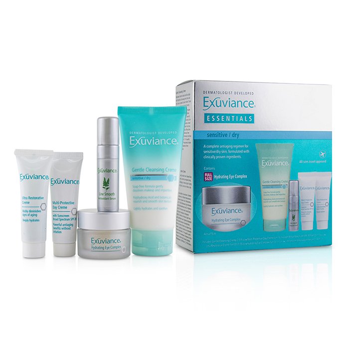 Exuviance Essentials Kit(Sensitive/ Dry):Cleansing Creme+Eye Complex+Day Creme+Restorative Creme+Antioxiant Serum (Box Slightly Damaged) 5pcsProduct Thumbnail