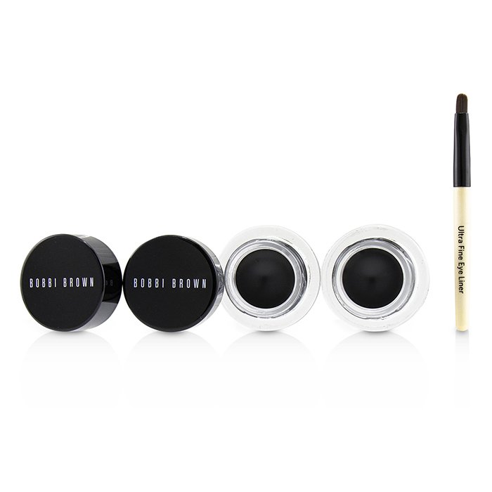 Bobbi Brown Long Wear Gel Eyeliner Duo: 2x Gel Eyeliner 3g (Black Ink) + Mini Ultra Fine Eye Liner Brush 3pcsProduct Thumbnail