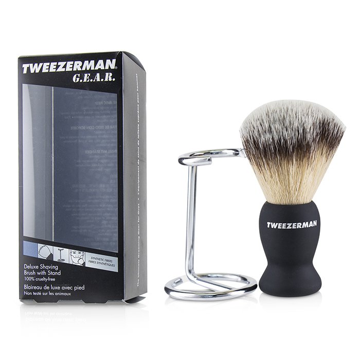 Tweezerman Pędzel do golenia ze stojakiem G.E.A.R. Deluxe Shaving Brush with Stand 2pcsProduct Thumbnail