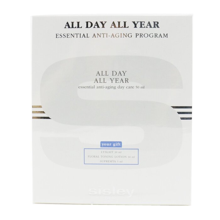 Sisley All Day All Year Essential Anti-Aging Program: All Day All Year 50 ml + Cleansing Milk 30 ml + Floral Toning Lotion 30 ml + Supremya At Night 5 ml 4pcsProduct Thumbnail