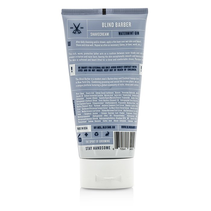 Blind Barber Wild Watermint Gin Shave Cream קרם גילוח ג׳ין לעור יבש/רגיל 150ml/5ozProduct Thumbnail