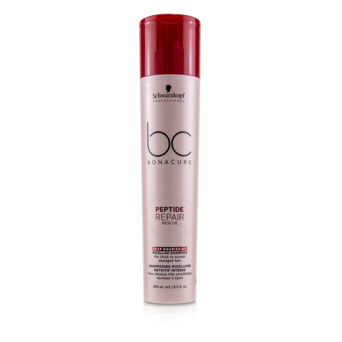Schwarzkopf BC Bonacure Peptide Repair Rescue Deep Nourishing Micellar Shampoo (For Thick to Normal Damaged Hair) 250ml/8.5ozProduct Thumbnail