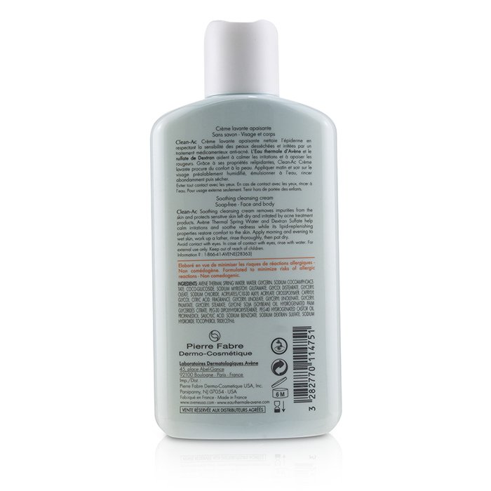 Avene Clean-Ac Crema Limpiadora Calmante - Para Piel Seca, Irritada, Propensa a Manchas 200ml/6.7ozProduct Thumbnail