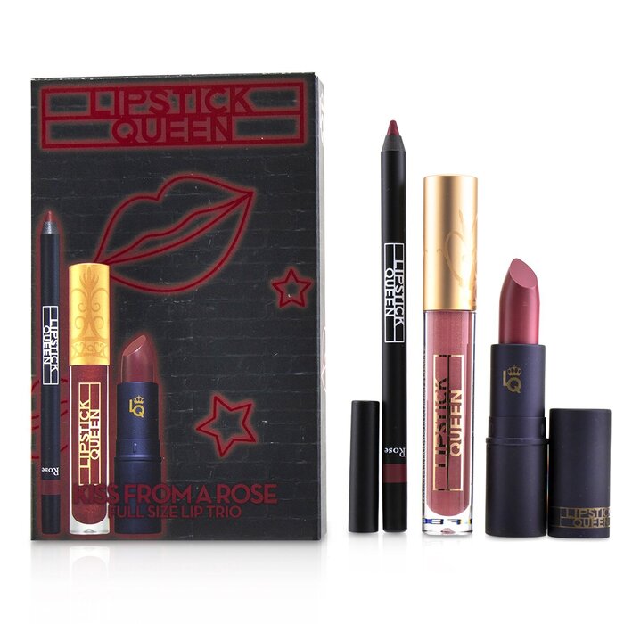 Lipstick Queen ثلاثية شفاه كاملة الحجم Kiss From A Rose (1x قلم شفاه، 1x ملمع شفاه، 1x أحمر شفاه) 3pcsProduct Thumbnail
