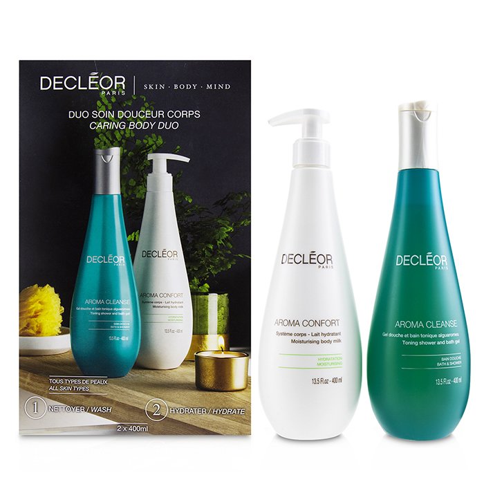 Decleor Caring Body Duo : Aroma Cleanse Toning Shower & Bath Gel 400ml + Aroma Confort Moisturising Body Milk 400m 2pcsProduct Thumbnail