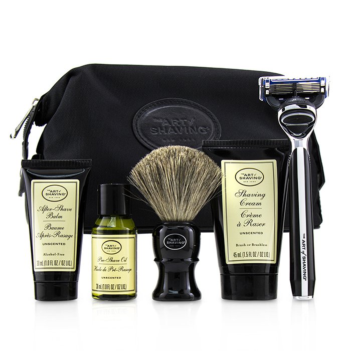 The Art Of Shaving Четирите елемента на перфектния комплект за бръснене с чанта - без аромат: олио за предварително бръснене + крем за бръснене + A/S балсам + четка + бръснач 5pcs+1BagProduct Thumbnail