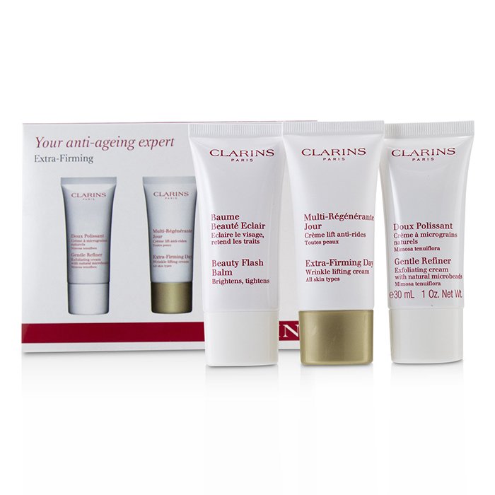 Clarins Extra-Firming 40 + Anti-Ageing Skincare Set:Gentle Refiner 30 ml + Extra-Firming Day Cream 30 ml + Beauty Flash Balm 30 ml 3pcsProduct Thumbnail