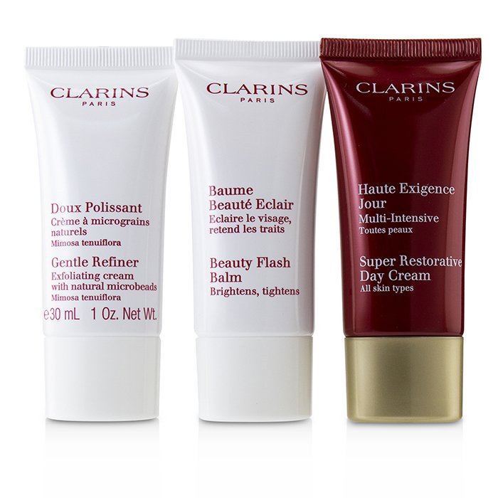 Clarins Super Restorative 50+ Anti-Ageing Skincare Set: Gentle Refiner 30ml+Super Restorative Day Cream 30ml+Beauty Flash Balm 30ml 3pcsProduct Thumbnail
