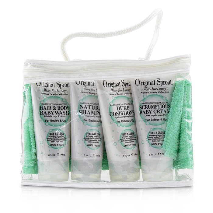 Original Sprout Deluxe Travel Kit: 1x Hair & Body Wash +1x Shampoo 30ml+ 1x Conditioner +1x Baby Cream +1x Washcloth (For Babies & Up 5pcsProduct Thumbnail