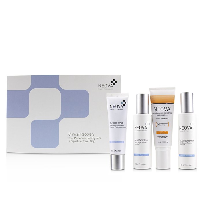 Neova Clinical Recovery Post Procedure Cure System: Cu3 Gentle Cleanser 100ml + Cu3 Tissue Repair + 56g + Cu3 Recovery Spray 100ml + Silc Sheer 2.0 Photo Finish Tint SPF 40 74ml + bag 4pcs+1bagProduct Thumbnail