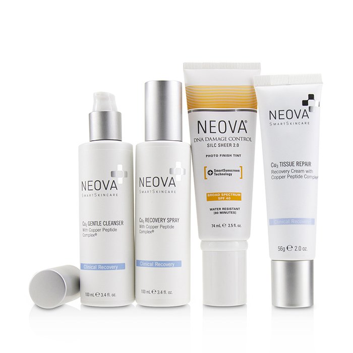 Neova Clinical Recovery Post Procedure Cure System: Cu3 Gentle Cleanser 100ml + Cu3 Tissue Repair + 56g + Cu3 Recovery Spray 100ml + Silc Sheer 2.0 Photo Finish Tint SPF 40 74ml + bag 4pcs+1bagProduct Thumbnail
