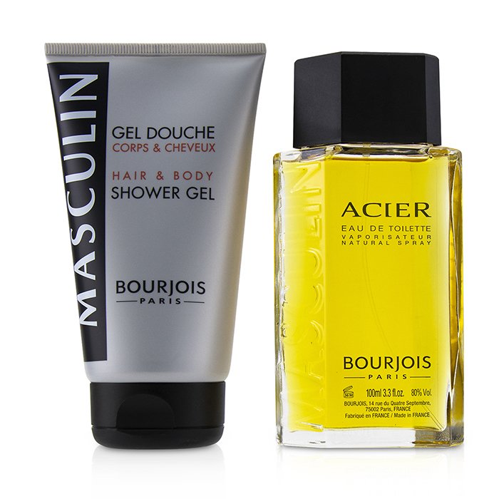 Bourjois Masculin Coffret: Acier Eau De Toilette Spray 100ml+Hair & Body Shower Gel 150ml/5oz 2pcsProduct Thumbnail