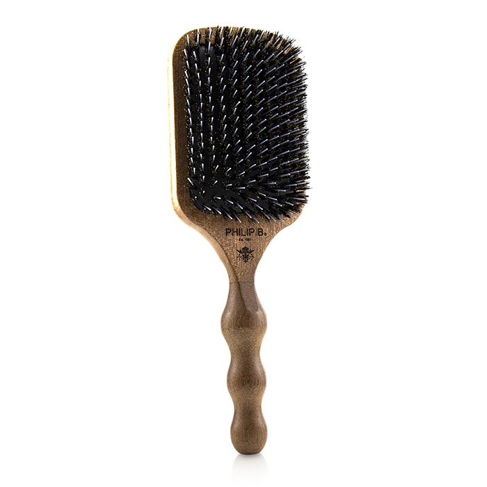 Philip B Paddle Hair Brush (Polished Mahogany Laser Printed Handle, Boar + Crystal Nylon Bristles) 1pcProduct Thumbnail