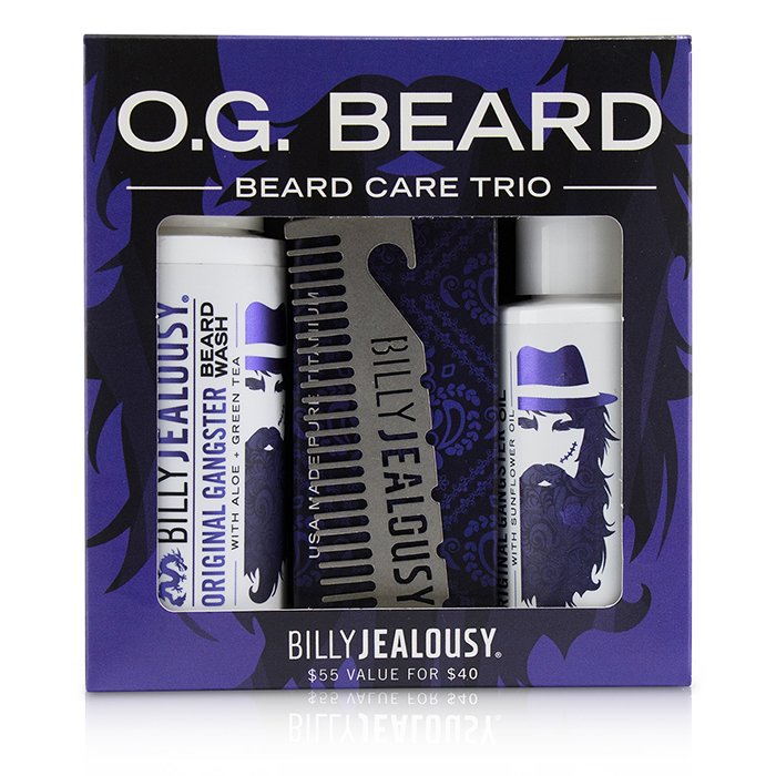 Billy Jealousy O.G. Beard Care Trio Set : 1x Beard Wash 60ml + 1x Beard Oil 60ml + 1x Titanium Comb 3pcsProduct Thumbnail