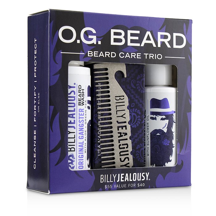 Billy Jealousy Set Trío O.G. Beard Care: 1x Jabón de Barba 60ml + 1x Aceite de Barba 60ml + 1x Cepillo de Titanio 3pcsProduct Thumbnail