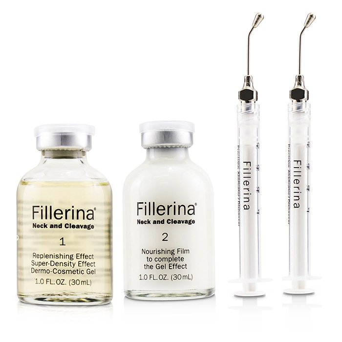 Fillerina Neck & Cleavage ג'ל למילוי קמטים וטיפול ברפיסות הצוואר (Replenishing Gel For The Wrinkles & The Saggings of Neck & Clevage) - Grade 5 2x30ml+2pcsProduct Thumbnail