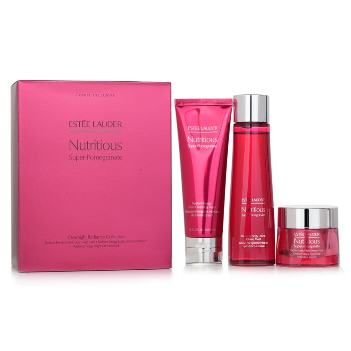 Estee Lauder Хранителна колекция Super-Pomegranate Overnight Radiance: Почистваща пяна 125 ml + лосион Intense Moist 200 ml + нощен крем 50 ml 3pcsProduct Thumbnail