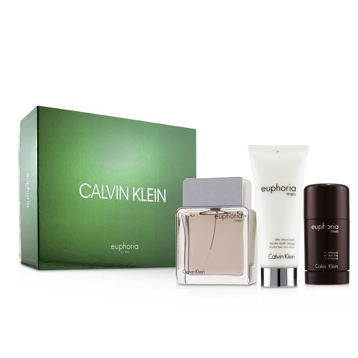 Calvin Klein Euphoria Men Coffret: Eau De Toilette Spray 100ml/3.4oz + Deodorant Stick 75g/2.6oz +After Shave Balm 100ml/3.4oz (Green Box) 3pcsProduct Thumbnail