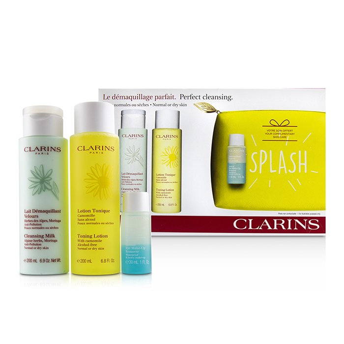 Clarins Perfect Cleansing Set (Normal or Dry Skin): Cleansing Milk 200ml+ Toning Lotion 200ml+ Eye Make-Up Remover 30ml+ Bag 3pcs+1bagProduct Thumbnail