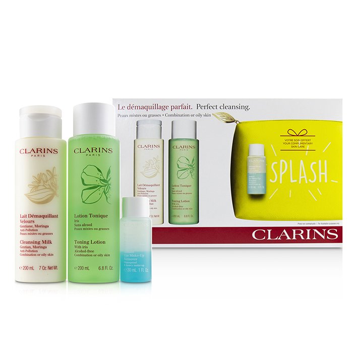 Clarins Perfect Cleansing Set (Combination or Oily Skin): Cleansing Milk 200ml+ Toning Lotion 200ml+ Eye Make-Up Remover 30ml+ Bag 3pcs+1bagProduct Thumbnail