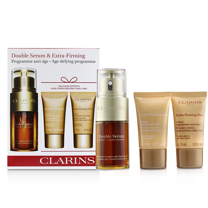 Clarins Double Serum & Extra-Firming Collection: Double Serum 30ml + Extra-Firming Day 15ml + Extra-Firming Night 15ml 3pcsProduct Thumbnail
