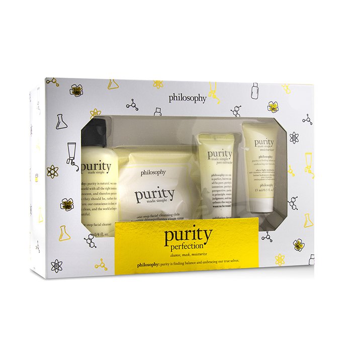 Philosophy Purity Made Simple Purity Perfection Set: 1x Cleanser 120ml + 1x Moisturizer 15ml + 1x Cleansing Cloths 15pcs + Clay Mask 30ml 4pcsProduct Thumbnail