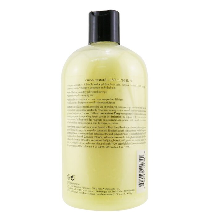 Philosophy Lemon Custard Shampoo, Shower Gel & Bubble Bath -שמפו, ג'ל רחצה וקצף אמבט 480ml/16ozProduct Thumbnail