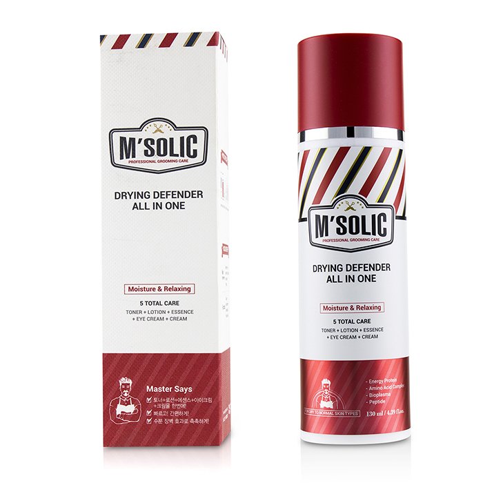 SNP （爽肤水乳液精华眼霜面霜）多效合一男士保湿舒缓面霜 M'Solic Drying Defender All In One (Toner+Lotion+Essence+Eye Cream+Cream) - Moisture & Relaxing 130ml/4.39ozProduct Thumbnail